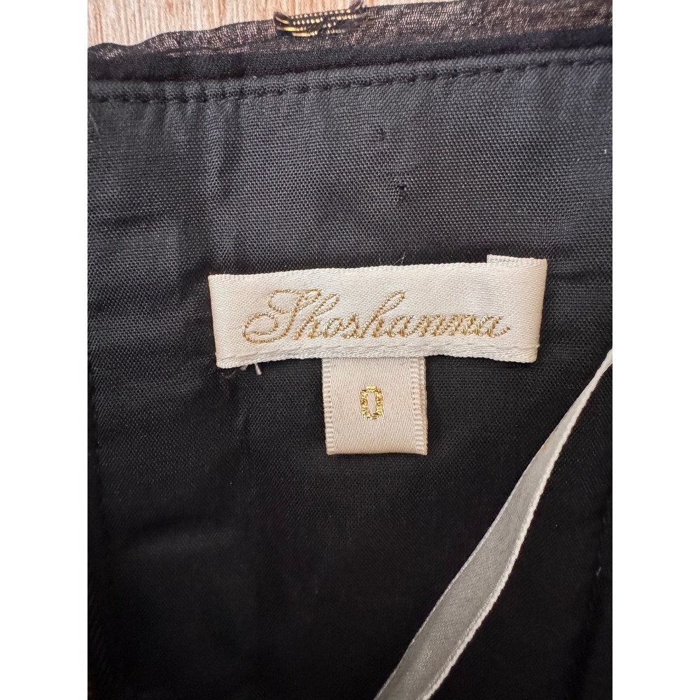 Shoshanna Black Gold Metallic Silk Polka Dot Strapless Peplum Top Size 0 - Picture 5 of 8